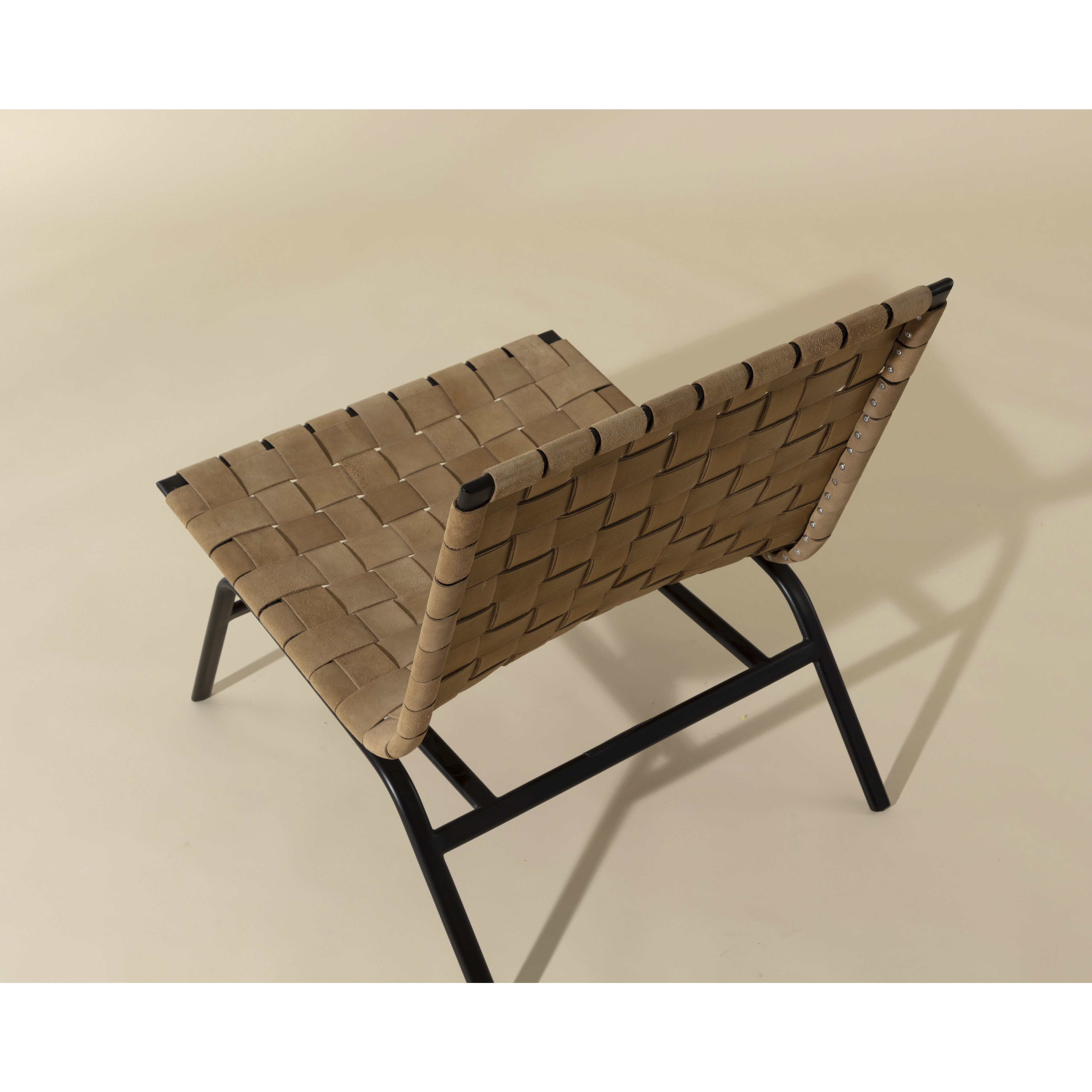 Omari Suede Light Tan Leather Lounge Chair